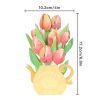 1pc New 3D Tulip Flower Greeting Card; Birthday Blessing Creative Handmade Paper Carving Ornament Greeting Card For Mom; Message Blessing Card