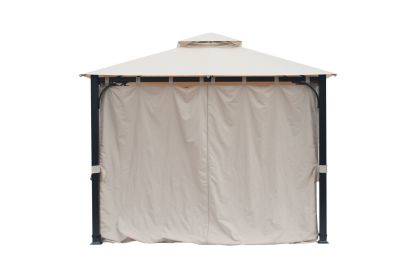 10*10 FT Softtop Metal Gazebo with Mosquito Net&Sunshade Curtains,Sturdy Heavy Duty Double Roof Canopy,Galvanized Steel Design Outdoor Tent,Suitable f