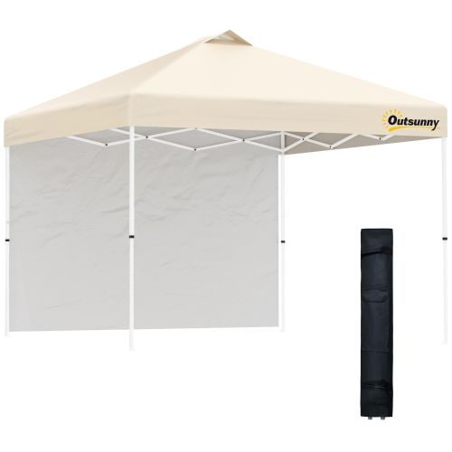 10' x 10' Pop-Up Canopy Tent with 1 Removable Sidewall, Commercial Instant Sun Shelter, Tents for Parties with Wheeled Carry Bag for Outdoor, Garden,