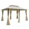10' x 13' Patio Gazebo, Outdoor Gazebo Canopy Shelter with Curtains, Vented Roof, All-Weather Steel Frame, for Garden, Lawn, Backyard and Deck, Cream