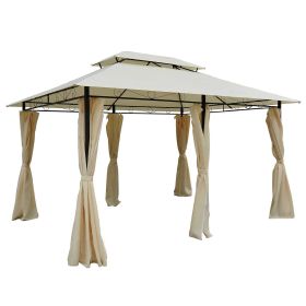 10' x 13' Patio Gazebo, Outdoor Gazebo Canopy Shelter with Curtains, Vented Roof, All-Weather Steel Frame, for Garden, Lawn, Backyard and Deck, Cream
