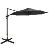 10ft Offset Patio Umbrella with Base, Hanging Aluminum and Steel Cantilever Umbrella with 360¬∞ Rotation, Easy Tilt, 8 Ribs, Crank, Cross Base Include