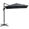 Outsunny 8FT Cantilever Patio Umbrella, Square Outdoor Offset Umbrella with 360¬∞ Rotation, Aluminum Hanging Umbrella with 3-Position Tilt, Crank & Cr