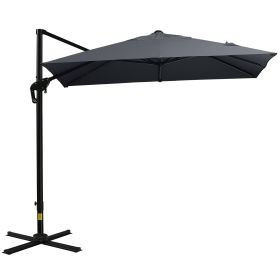 Outsunny 8FT Cantilever Patio Umbrella, Square Outdoor Offset Umbrella with 360¬∞ Rotation, Aluminum Hanging Umbrella with 3-Position Tilt, Crank & Cr
