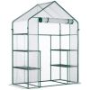 Outsunny 5' x 2.5' x 6.5' Mini Walk-in Greenhouse Kit, Portable Green House with 3 Tier Shleves, Roll-Up Door, and Weatherized Plastic Cover for Backy