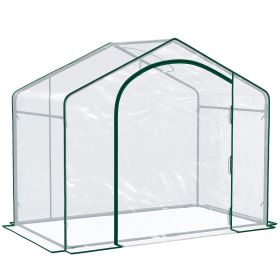 Outsunny 6' x 3' x 5' Portable Walk-in Greenhouse, PVC Cover, Steel Frame Garden Hot House, Zipper Door, Top Vent for Flowers, Vegetables, Saplings, C