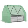 Outsunny Galvanized Raised Garden Bed with Mini Greenhouse Cover, Outdoor Metal Planter Box with 2 Roll-Up Windows for Growing Flowers, Fruits, Vegeta