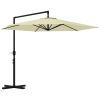 Outsunny 9.5FT Cantilever Patio Umbrella with Crank, Cross Base and Air Vent, Round Hanging Offset Umbrella, Heavy Duty Outdoor Umbrella for Garden, P