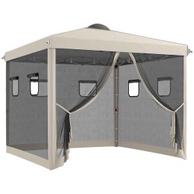 Outsunny 10' x 10' Pop Up Canopy Tent with Netting, Instant Screen House Room, UV-Resistant Sun Shelter, Height Adjustable with Windows, and Carry Bag