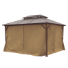 10X13ft Patio Gazebo with Netting & Curtains, Brown