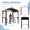 8x5FT Arc Roof, Grill Canopy for Outdoor Grill w/Double Galvanized Steel Roof and 2 Side Shelves, BBQ Gazebo Grill Tent for Patio Garden Backyard, Bro