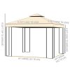 10' x 10' Metal Patio Gazebo, Double Roof Outdoor Gazebo Canopy Shelter with Tree Motifs Corner Frame and Netting, for Garden, Lawn, Backyard, and Dec