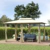 10' x 13' Patio Gazebo, Outdoor Gazebo Canopy Shelter with Curtains, Vented Roof, All-Weather Steel Frame, for Garden, Lawn, Backyard and Deck, Cream