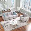 Modern Living Room Sofa Set Linen Upholstered Couch Furniture for Home or Office ,Light Grey,(1+3-Seat,Old Sku:SG000366AAA)