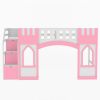 Twin Size Loft Bed with Storage Staircase and Window, Pink