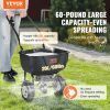 VEVOR Broadcast Spreader, 60 LB Walk-Behind Turf Spreader with 8" Wheels, Steel Push Fertilizer Spreader, Garden Seeder, and Salt Spreader, Designed f