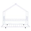Twin Size Metal House Bed with Twin Size Trundle, White