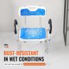 VEVOR Shower Chair Seat with Padded Arms and Back, Shower Stool with Suction Feet, Shower Chair for Inside Shower Bathtub, Adjustable Height Bench Bat
