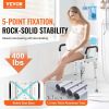 VEVOR Shower Chair Seat with Padded Arms and Back, Shower Stool with Suction Feet, Shower Chair for Inside Shower Bathtub, Adjustable Height Bench Bat
