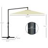 Outsunny 9.5FT Cantilever Patio Umbrella with Crank, Cross Base and Air Vent, Round Hanging Offset Umbrella, Heavy Duty Outdoor Umbrella for Garden, P