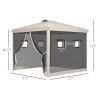 Outsunny 10' x 10' Pop Up Canopy Tent with Netting, Instant Screen House Room, UV-Resistant Sun Shelter, Height Adjustable with Windows, and Carry Bag