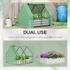 Outsunny Galvanized Raised Garden Bed with Mini Greenhouse Cover, Outdoor Metal Planter Box with 2 Roll-Up Windows for Growing Flowers, Fruits, Vegeta