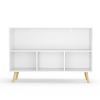 Kids bookcase with Collapsible Fabric Drawers, Children's Book Display, Toy Storage Cabinet Organizer, White+Pink