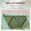 Outsunny Galvanized Raised Garden Bed with Mini Greenhouse Cover, Outdoor Metal Planter Box with 2 Roll-Up Windows for Growing Flowers, Fruits, Vegeta