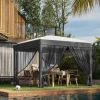 Outsunny 10' x 10' Pop Up Canopy Tent with Netting, Instant Sun Shelter, Tents for Parties, Height Adjustable, with Wheeled Carry Bag and 4 Sand Bags