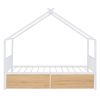 Twin Size Metal House Bed with Two Drawers, White