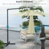 Outsunny 9.5FT Cantilever Patio Umbrella with Crank, Cross Base and Air Vent, Round Hanging Offset Umbrella, Heavy Duty Outdoor Umbrella for Garden, P