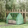 Outsunny Galvanized Raised Garden Bed with Mini Greenhouse Cover, Outdoor Metal Planter Box with 2 Roll-Up Windows for Growing Flowers, Fruits, Vegeta