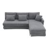 [VIDEO provided][New]87*61"Modern L-shaped Corduroy Sofa with Reversible Chaise,4-seat Upholstered Sectional Indoor Furniture,Convertible Sleeper Couc