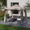 10*10 FT Softtop Metal Gazebo with Mosquito Net&Sunshade Curtains,Sturdy Heavy Duty Double Roof Canopy,Galvanized Steel Design Outdoor Tent,Suitable f