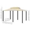 10' x 13' Patio Gazebo, Outdoor Gazebo Canopy Shelter with Curtains, Vented Roof, All-Weather Steel Frame, for Garden, Lawn, Backyard and Deck, Cream