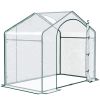 Outsunny 6' x 3' x 5' Portable Walk-in Greenhouse, PVC Cover, Steel Frame Garden Hot House, Zipper Door, Top Vent for Flowers, Vegetables, Saplings, C