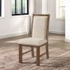 Transitional Style 2pcs Side Chairs Rustic Oak Solid wood Beige Fabric Dining Room Furniture Chair Polyster