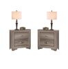 Modern 1pc Nightstand Wooden Bedside Table 2- Drawers Bedroom Furniture