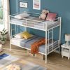 Twin Over Twin Metal Bunk Bed,Metal Structure Bedframe with Safety Guardrails and 2 ladders,Convertible Bunkbeds,No Spring Box Required and Space Savi