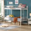 Twin Over Twin Metal Bunk Bed,Metal Structure Bedframe with Safety Guardrails and 2 ladders,Convertible Bunkbeds,No Spring Box Required and Space Savi