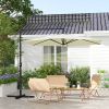 Outsunny 9.5FT Cantilever Patio Umbrella with Crank, Cross Base and Air Vent, Round Hanging Offset Umbrella, Heavy Duty Outdoor Umbrella for Garden, P