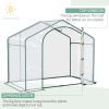 Outsunny 6' x 3' x 5' Portable Walk-in Greenhouse, PVC Cover, Steel Frame Garden Hot House, Zipper Door, Top Vent for Flowers, Vegetables, Saplings, C