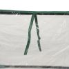 Outsunny 4' x 3' Galvanized Raised Garden Bed with Mini PVC Greenhouse Cover, Outdoor Metal Planter Box with 2 Roll-Up Windows for Growing Flowers, Fr