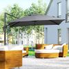 Outsunny 8FT Cantilever Patio Umbrella, Square Outdoor Offset Umbrella with 360¬∞ Rotation, Aluminum Hanging Umbrella with 3-Position Tilt, Crank & Cr