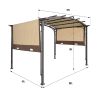 11 x 9 Ft Outdoor Pergola Retractable Shade Canopy Arched Gazebo with Adjustable Waterproof Sun Shade Pergola for Garden Lawn Deck (Beige)