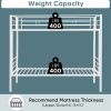 Twin Over Twin Metal Bunk Bed,Metal Structure Bedframe with Safety Guardrails and 2 ladders,Convertible Bunkbeds,No Spring Box Required and Space Savi