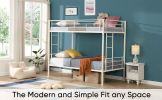 Twin Over Twin Metal Bunk Bed,Metal Structure Bedframe with Safety Guardrails and 2 ladders,Convertible Bunkbeds,No Spring Box Required and Space Savi