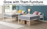 Twin Over Twin Metal Bunk Bed,Metal Structure Bedframe with Safety Guardrails and 2 ladders,Convertible Bunkbeds,No Spring Box Required and Space Savi