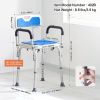 VEVOR Shower Chair Seat with Padded Arms and Back, Shower Stool with Suction Feet, Shower Chair for Inside Shower Bathtub, Adjustable Height Bench Bat