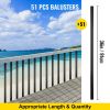 VEVOR Deck Balusters, 51 Pack Metal Deck Spindles, 36"x0.75" Staircase Baluster with Screws, Aluminum Alloy Deck Railing for Wood and Composite Deck,